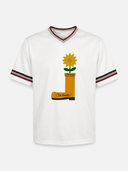 Flower Boots - Unisex Football Style Mesh T-Shirt - offwhite/burgundy