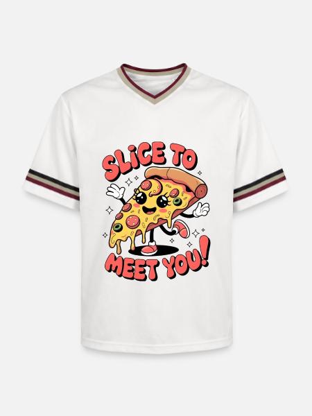 Slice To Meet You! - Unisex Football Style Mesh T-Shirt - offwhite/burgundy
