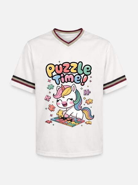 Puzzle Time! - Unisex Football Style Mesh T-Shirt - offwhite/burgundy