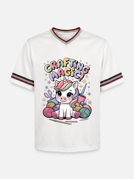 Crafting Magic! - Unisex Football Style Mesh T-Shirt - offwhite/burgundy