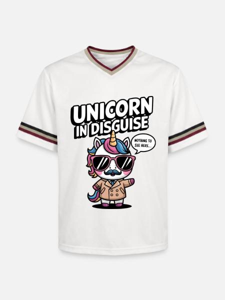 Unverkleidetes Einhorn - Unisex Football Style Mesh T-Shirt - Offwhite/Bordeaux