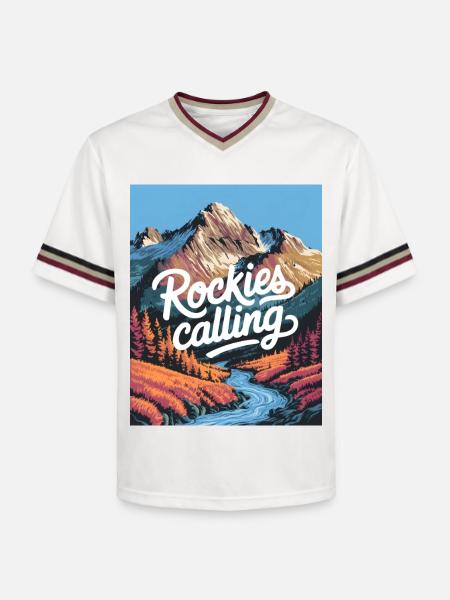 Rockies Calling - Unisex Football Style Mesh T-Shirt - offwhite/burgundy