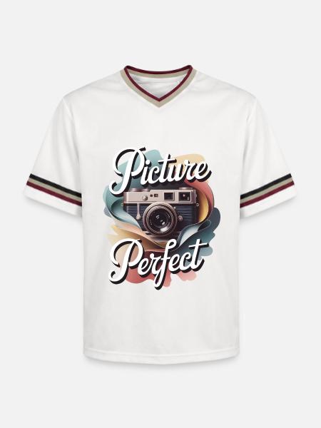Picture Perfect - Unisex Football Style Mesh T-Shirt - offwhite/burgundy