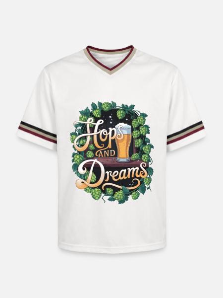 Hops And Dreams - Unisex Football Style Mesh T-Shirt - offwhite/burgundy