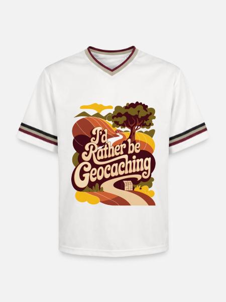 I'd Rather Be Geocaching - Unisex Football Style Mesh T-Shirt - offwhite/burgundy