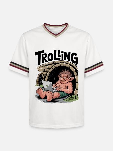 Trolling - Unisex Football Style Mesh T-Shirt - offwhite/burgundy