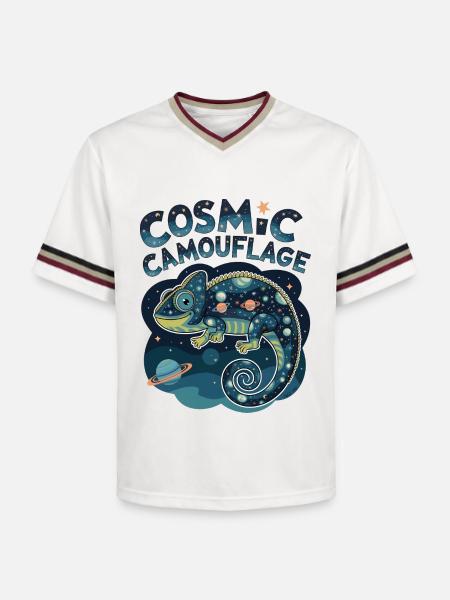 Cosmic Camouflage - Unisex Football Style Mesh T-Shirt - offwhite/burgundy