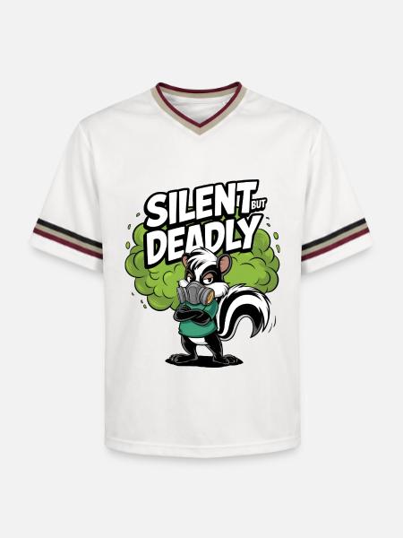 Silent But Deadly - Unisex Football Style Mesh T-Shirt - offwhite/burgundy