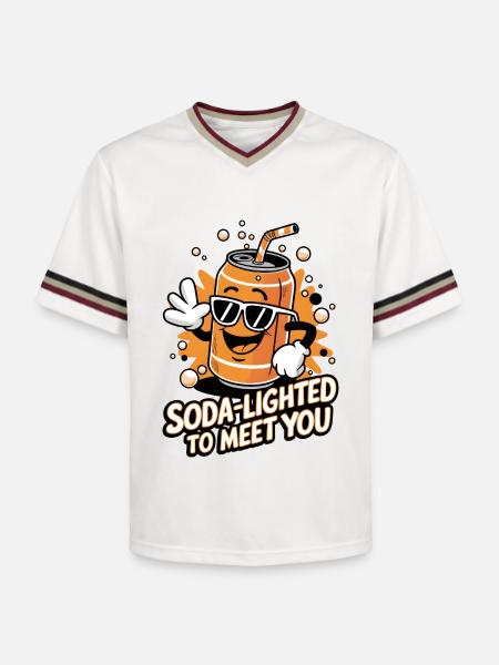 Soda-Lighted To Meet You - Unisex Football Style Mesh T-Shirt - offwhite/burgundy
