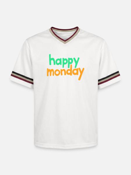 happy monday - Unisex Football Style Mesh T-Shirt - offwhite/burgundy