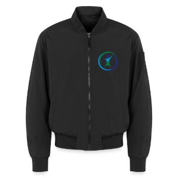 Physio 1 Logo - Unisex Bomberjacke - Schwarz - Vorne - AI Model Female 172 light (172cm) & AI Model Male 185 light (185cm)