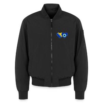 Bosnia Nazarpearl flag - Unisex Bomber Jacket - black - Front - AI Model Female 172 light (172cm) & AI Model Male 185 light (185cm)