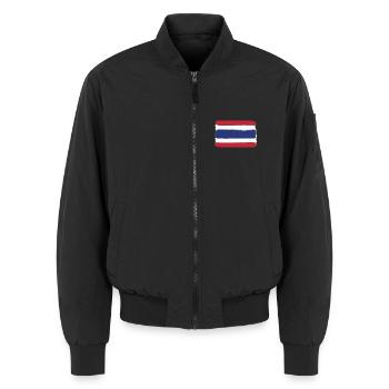Thailand flag used look - Unisex Bomber Jacket - black - Front - AI Model Female 172 light (172cm) & AI Model Male 185 light (185cm)