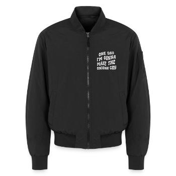 One Day I'm Gonna Make the Onions Cry - Unisex Bomber Jacket - black - Front - AI Model Female 172 light (172cm) & AI Model Male 185 light (185cm)