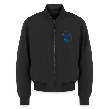 Mensch Leonardo da Vinci - Unisex Bomberjacke - Schwarz - Vorne - AI Model Female 172 light (172cm) & AI Model Male 185 light (185cm)