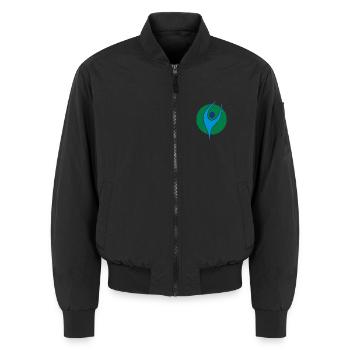 Physio 5 Logo - Unisex Bomberjacke - Schwarz - Vorne - AI Model Female 172 light (172cm) & AI Model Male 185 light (185cm)