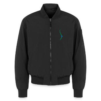 Physio 9 Logo - Unisex Bomberjacke - Schwarz - Vorne - AI Model Female 172 light (172cm) & AI Model Male 185 light (185cm)