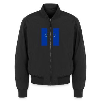 EU Maske. Europasterne. Europafahne. - Unisex Bomberjacke - Schwarz - Vorne - AI Model Female 172 light (172cm) & AI Model Male 185 light (185cm)