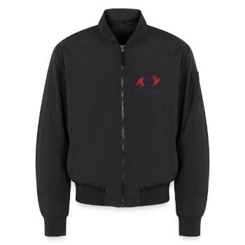 Holder Foot Duo Vater und Sohn Fußball - Unisex Bomberjacke - Schwarz - Vorne - AI Model Female 172 light (172cm) & AI Model Male 185 light (185cm)