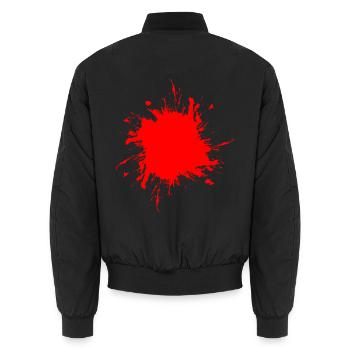 Fleck Farbe Gespritzt Schmutz Rot Blut - Unisex Bomberjacke - Schwarz - Hinten - AI Model Male 185 light (185cm)