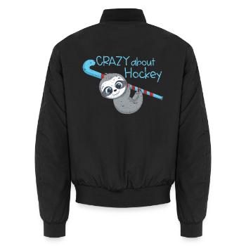 Feldhockey Crazy about Hockey Geschenk - Unisex Bomberjacke - Schwarz - Hinten - AI Model Male 185 light (185cm)