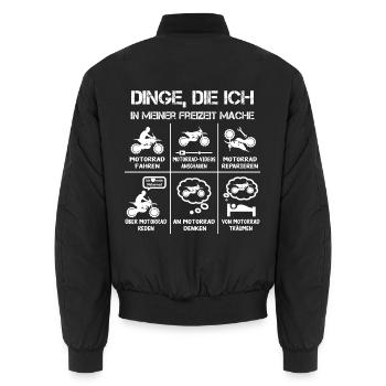 Freizeit - Motorradfahrer - Biker - Unisex Bomberjacke - Schwarz - Hinten - AI Model Male 185 light (185cm)