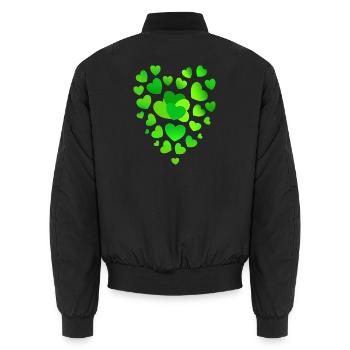 grüne Herzen grünes Herz - Unisex Bomberjacke - Schwarz - Hinten - AI Model Male 185 light (185cm)
