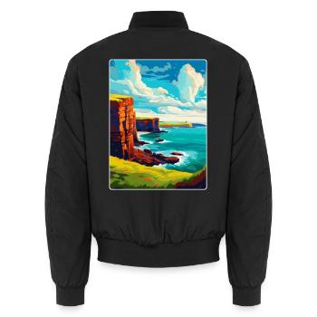 Orkneyinseln Schottland Großbritannien Reise Poster Souvenir - Unisex Bomberjacke - Schwarz - Hinten - AI Model Male 185 light (185cm)