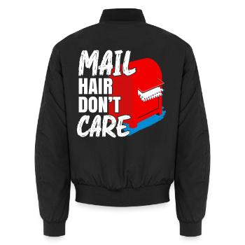 Mail Hair Don't Care Postangestellte Briefträgerin - Unisex Bomberjacke - Schwarz - Hinten - AI Model Male 185 light (185cm)