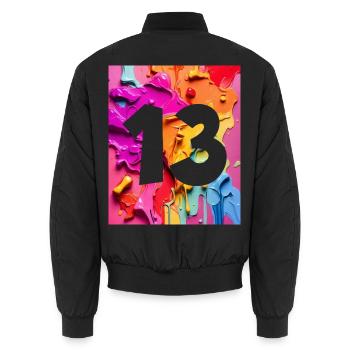 NO. 13 NUMBER 13 COLORFUL 13TH BIRTHDAY - Unisex Bomber Jacket - black - Back - AI Model Male 185 light (185cm)