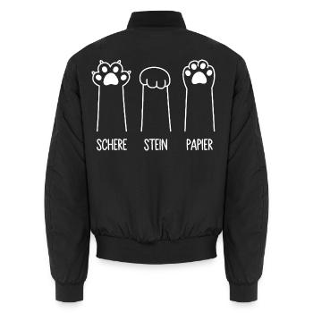 Katzenpfoten Katze Pfote Spiel Schere Stein Papier - Unisex Bomberjacke - Schwarz - Hinten - AI Model Male 185 light (185cm)