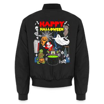Happy Halloween Geister Hexe Sarg Skelett Zombie - Unisex Bomberjacke - Schwarz - Hinten - AI Model Male 185 light (185cm)