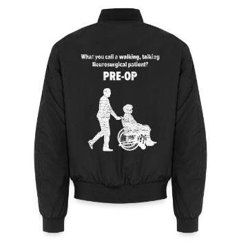 Fokussierter Neurochirurg Operationssaal - Unisex Bomberjacke - Schwarz - Hinten - AI Model Male 185 light (185cm)