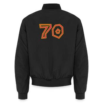 70. 70 JAHRE. 70-JÄHRIGES JUBILÄUM. 70-JÄHRIGES JUBILÄUM. - Unisex Bomberjacke - Schwarz - Hinten - AI Model Male 185 light (185cm)