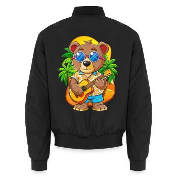 Funny Bear Dog Cartoon Summer Beach Sunglasses - Unisex Bomber Jacket - black - Back - AI Model Male 185 light (185cm)