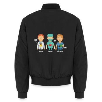 Wachsamer Anästhesist Aufwachraum - Unisex Bomberjacke - Schwarz - Hinten - AI Model Male 185 light (185cm)