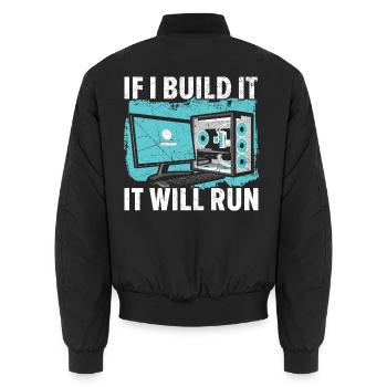 Sie haben den Link angeklickt, oder? - Unisex Bomberjacke - Schwarz - Hinten - AI Model Male 185 light (185cm)