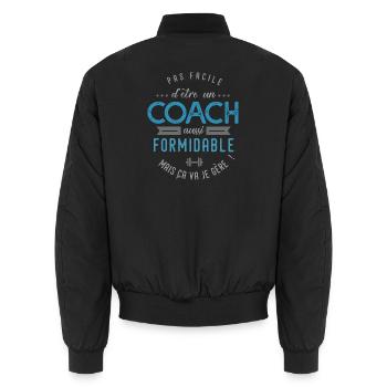 COACH entraineur sportif cadeau - Bomber unisexe - noir - Dos - AI Model Male 185 light (185cm)