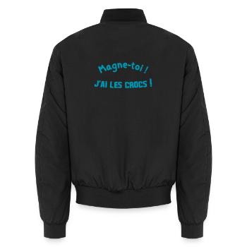 Magne-toi J'ai les Cr*cs – Bleu Pop - Bomber unisexe - noir - Dos - AI Model Male 185 light (185cm)