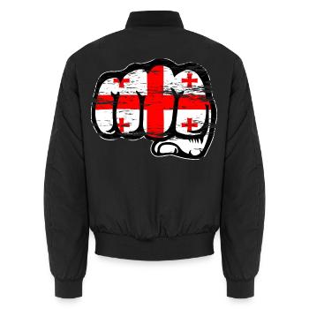 Georgien Flagge Faust used - Unisex Bomberjacke - Schwarz - Hinten - AI Model Male 185 light (185cm)
