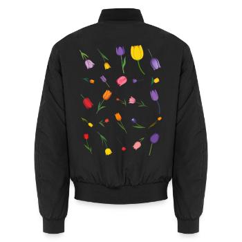 Frühling - Unisex Bomberjacke - Schwarz - Hinten - AI Model Male 185 light (185cm)