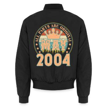 Mai 2004. Geburtstagsgeschenk im Mai 2004. Mai 2004 - Unisex Bomberjacke - Schwarz - Hinten - AI Model Male 185 light (185cm)