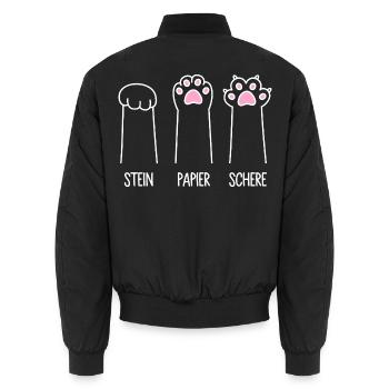 Katze Pfote Katzenpfoten Spiel Stein Papier Schere - Unisex Bomberjacke - Schwarz - Hinten - AI Model Male 185 light (185cm)
