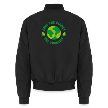 Save the Planet - Kill yourself - Unisex Bomberjacke - Schwarz - Hinten - AI Model Male 185 light (185cm)