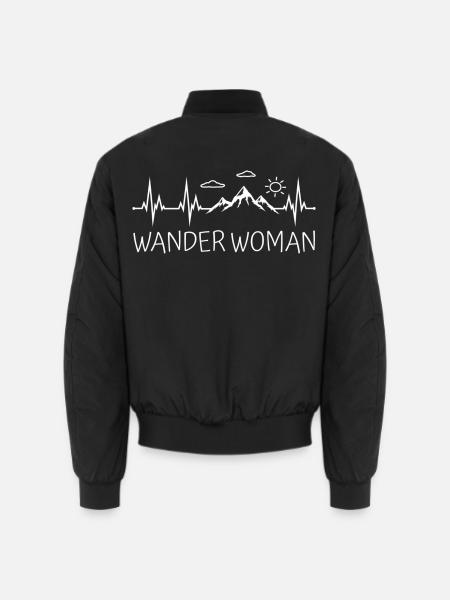 Wander Woman Herzschlag Wandern Berge Wanderwoman - Unisex Bomberjacke - Schwarz