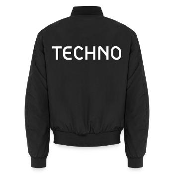 Techno White - Unisex Bomberjacke - Schwarz - Hinten - AI Model Male 185 light (185cm)