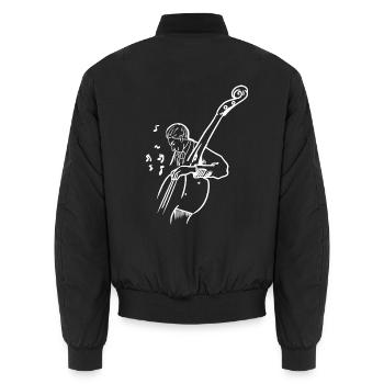 Samtiger Kontrabass Orchesterbühne - Unisex Bomberjacke - Schwarz - Hinten - AI Model Male 185 light (185cm)
