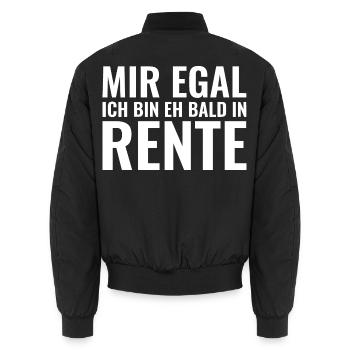 Mir egal ich bin eh bald in Rente - Unisex Bomberjacke - Schwarz - Hinten - AI Model Male 185 light (185cm)