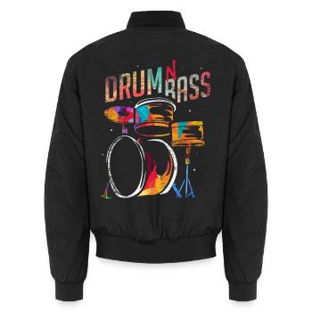 Pulsierender Drumandbass Raveclub - Unisex Bomberjacke - Schwarz - Hinten - AI Model Male 185 light (185cm)