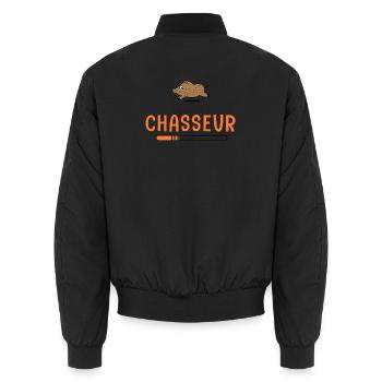 Bientôt Chasseur Body Bébé Cadeau Papa Chasse - Bomber unisexe - noir - Dos - AI Model Male 185 light (185cm)